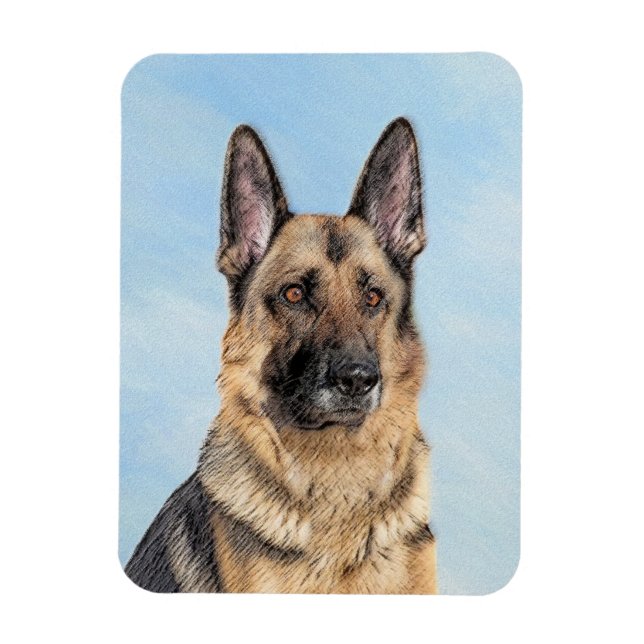 Magnet Flexible Peinture berger allemande - jolie art original chi (Vertical)