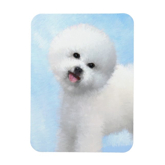 Magnet Flexible Peinture Bichon Frise - Cute Original Chien Art (Vertical)