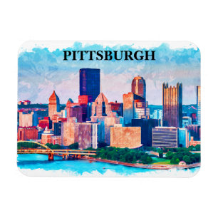 Magnet Flexible Peinture d'aquarelle de Pittsburgh Cityscape