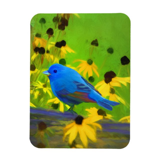 Magnet Flexible Peinture de Bunting Indigo - Art original pour ois (Vertical)