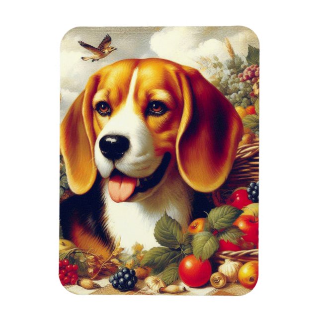 Magnet Flexible Peinture de chiot Beagle vintage (Vertical)