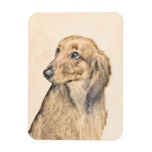 Magnet Flexible Peinture de Dachshund (à poil long) - Art de chien