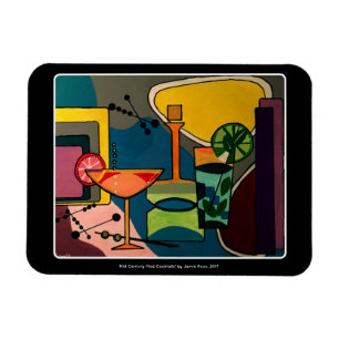 Magnet Flexible Peinture de 'Mid Century Mod Cocktails' sur un