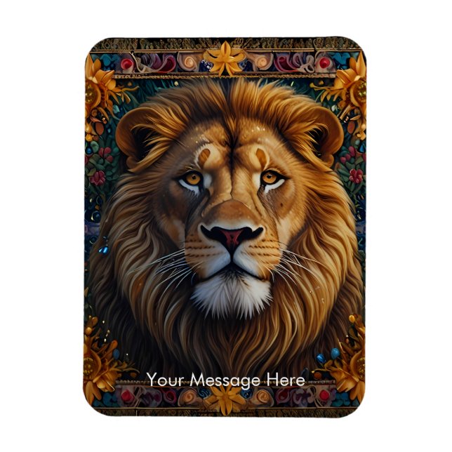 Magnet Flexible Peinture fantastique de lion couleur Art faunique (Vertical)
