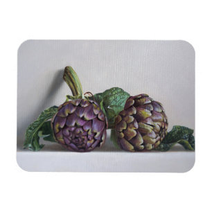 Magnet Flexible Peinture hyperréaliste d'artichauts violets