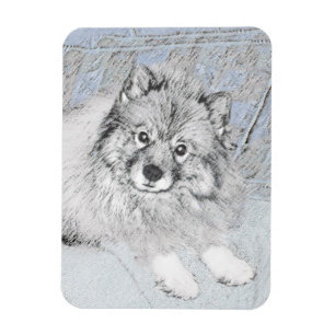 Magnet Flexible Peinture Keeshond Beth - Joli art original chien