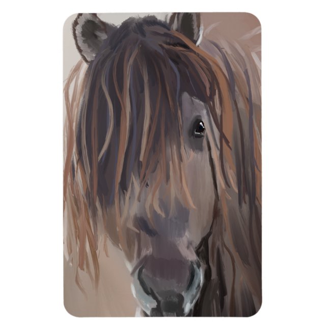Magnet Flexible Peinture moderne d'un cheval Brown (Vertical)
