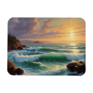 Magnet Flexible Peinture sur la mer du coucher du soleil