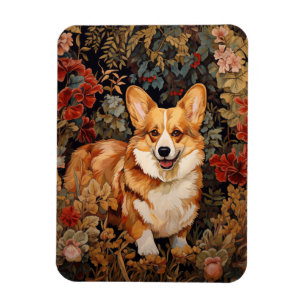 Magnet Flexible Pembroke Welsh Corgi dans un jardin de fleurs vict
