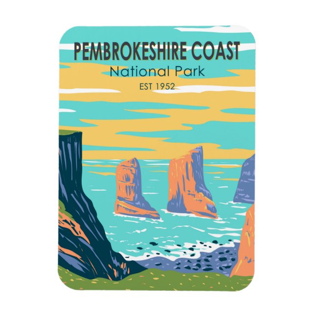 Magnet Flexible Pembrokeshire Coast National Park Wales Vintage (Vertical)