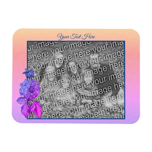 Magnet Flexible Peony Rainbow Personnalisé Ajouter Votre Photo (Horizontal)