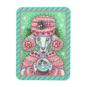 MAGNET FLEXIBLE PEPPERMINT PINK POODON, FUNNY CHRISTMAS CHIEN MAGN