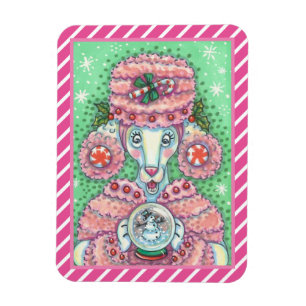 MAGNET FLEXIBLE PEPPERMINT PINK POODON, FUNNY CHRISTMAS CHIEN MAGN