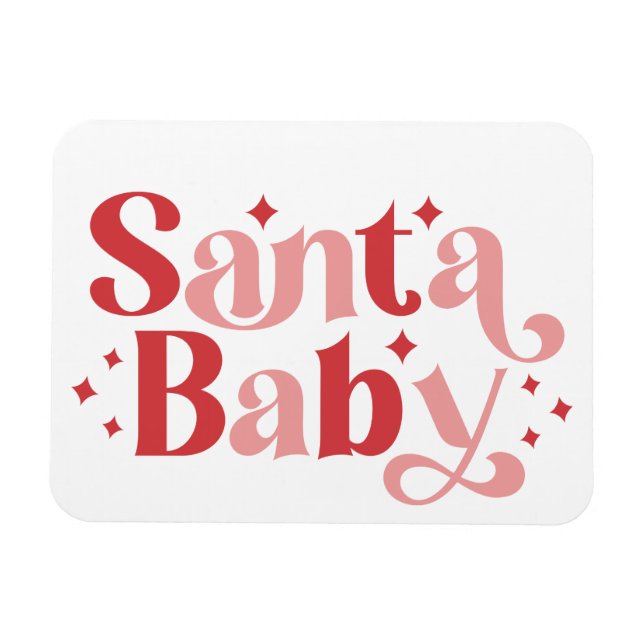 Magnet Flexible Père Noël Baby - Typographie de Noël rétro (Horizontal)