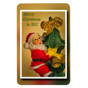 Magnet Flexible Père Noël Escalade l'arbre de Noël - Vintage