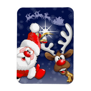 Magnet Flexible Père Noël et Reindeer Joyeux Noël Joyeux dessin an