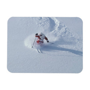 Magnet Flexible Père Noël faisant du ski à la station de ski Snowb