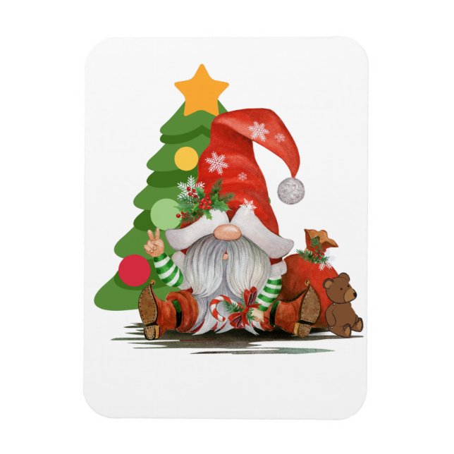 Magnet Flexible Père Noël Gnome - Drôle Noël Gnome Design (Vertical)