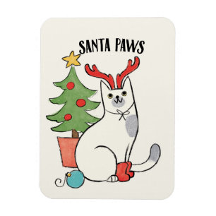 Magnet Flexible Père Noël Paws Chat de rennes