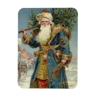 Magnet Flexible Père Noël victorien vintage avec sapin de Noël