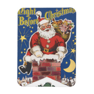 Magnet Flexible Père Noël vintage, La Nuit avant Noël
