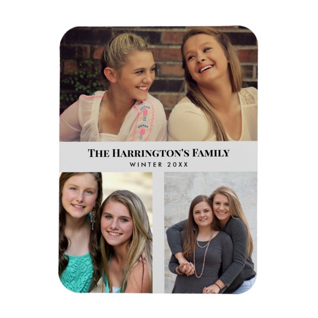Magnet Flexible Personnalisé 3 sections Photos de famille Collage  (Vertical)