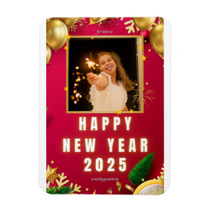 Magnet Flexible Personnalisé Bonne année 2025 Carte photo