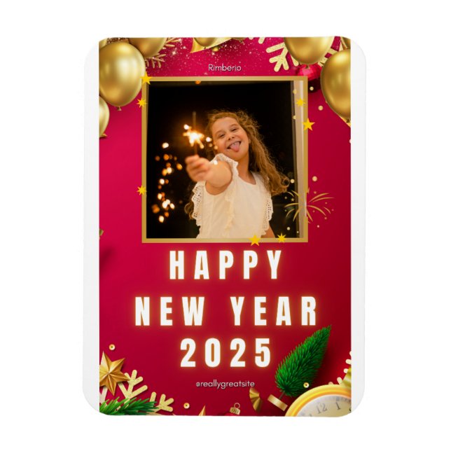 Magnet Flexible Personnalisé Bonne année 2025 Carte photo (Vertical)
