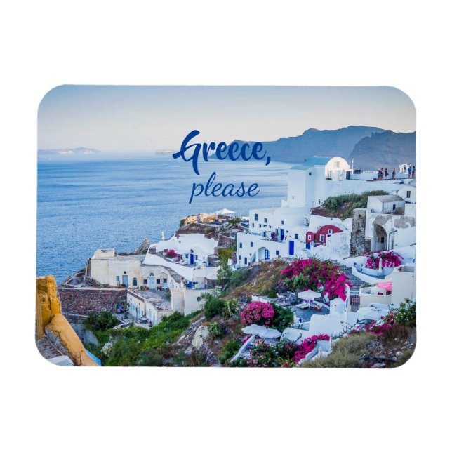 Magnet Flexible Personnalisé/ Grèce S'il vous plaît/ Santorin (Horizontal)