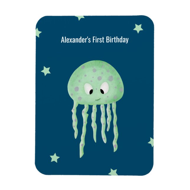 Magnet Flexible Personnalisé Sous la mer Premier anniversaire Favo (Vertical)