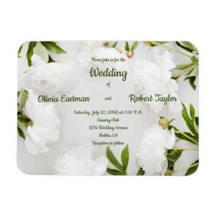Magnet Flexible Personnaliser belle blanche mariage de pivoine