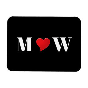 Magnet Flexible Personnaliser Deux initiales A Loves B coeur rouge