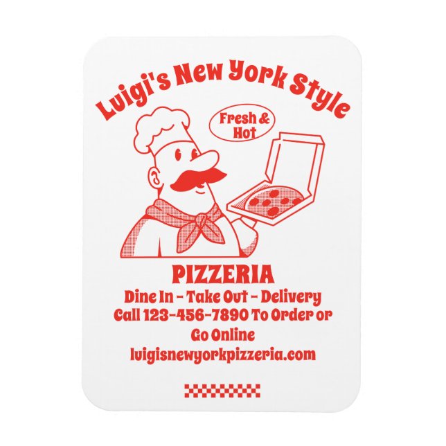 Magnet Flexible Personnaliser Pizza Restaurant Graphique détaillé (Vertical)