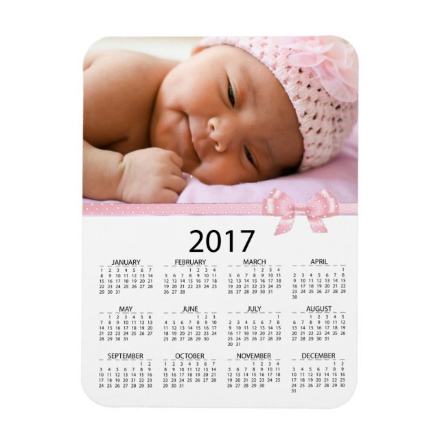 Magnet Flexible Personnalisez ce Mini Calendrier Photo Rose 2017 (Vertical)