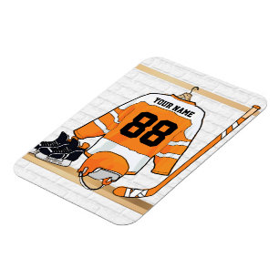 Magnet Flexible Personnalized orange et blanc hockey Jersey