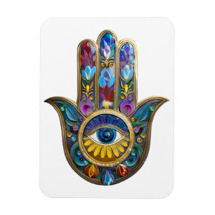 Magnet Flexible Pétales Colorés Feuilles Hamsa Saphir Troisième Oe