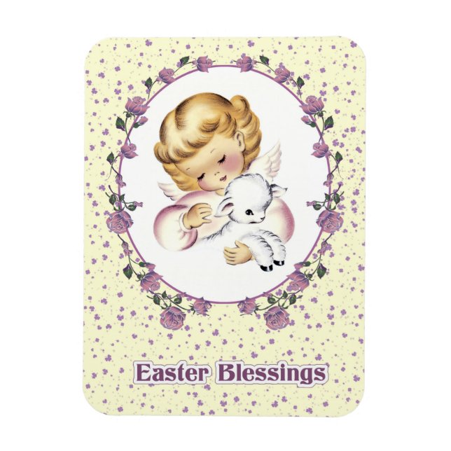 Magnet Flexible Petit ange avec agneau Cadeau de Pâques (Vertical)