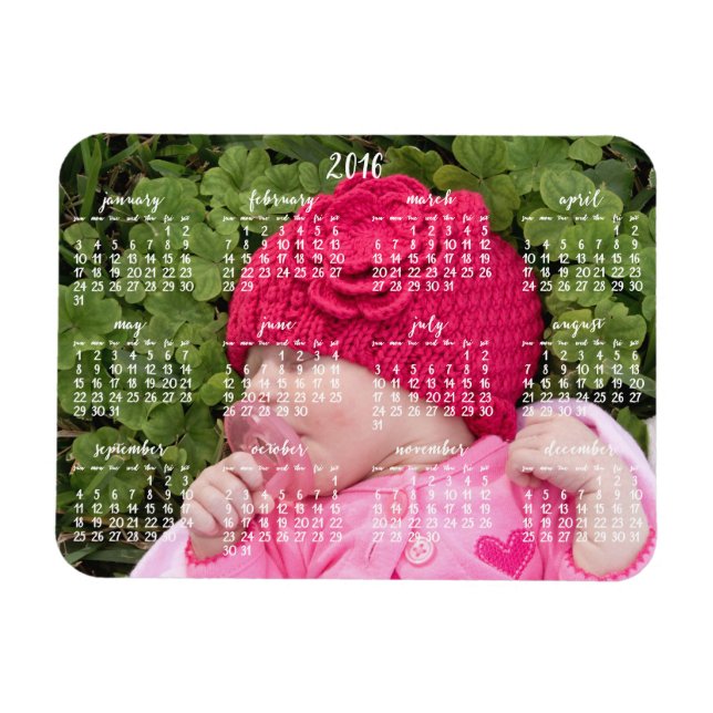 Magnet Flexible Petit Calendrier magnétique personnalisé 2016 3x4 (Horizontal)