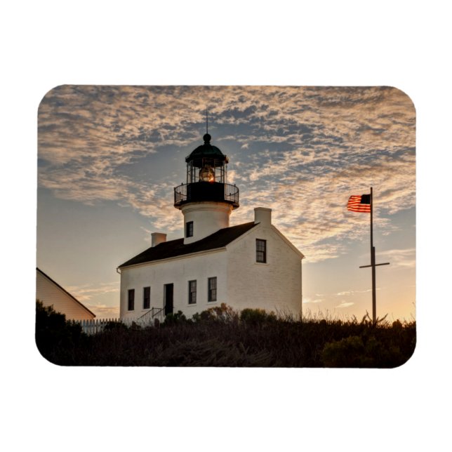 Magnet Flexible Phare au coucher du soleil, Californie (Horizontal)