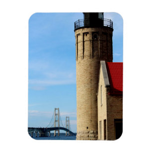 Magnet Flexible Phare de la pointe Old Mackinac et pont Mackinac
