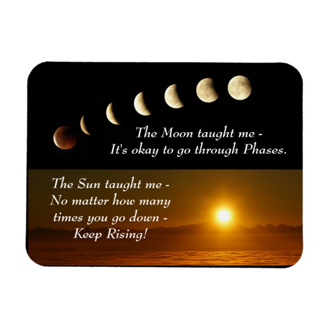 Magnet Flexible Phases de la lune Sun lève une citation inspirante (Horizontal)