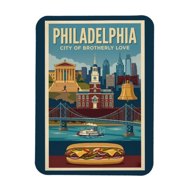 Magnet Flexible Philadelphia Pennsylvania Culture Illustration Art (Vertical)
