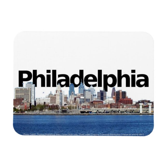 Magnet Flexible Philadelphie PA Skyline avec Philadelphie dans le  (Horizontal)