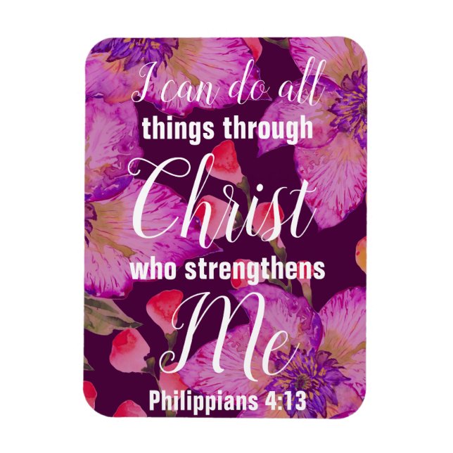 Magnet Flexible Philippiens 4:13 Bible Verse Floral (Vertical)