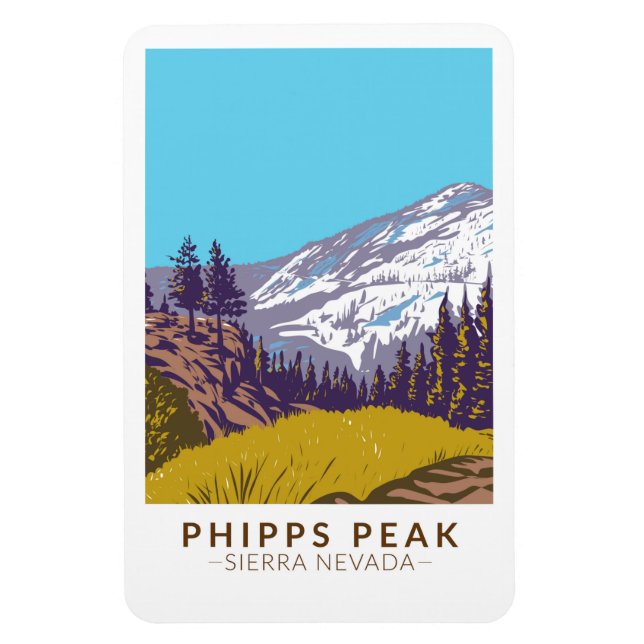 Magnet Flexible Phipps Peak Sierra Nevada Californie Vintage (Vertical)