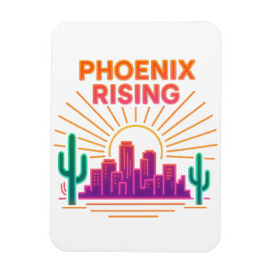 Magnet Flexible Phoenix Rising Ville Néon – Synthwave Rétro Désert