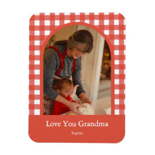 Magnet Flexible Photo à carreaux rouges rustique d'amour pour gran