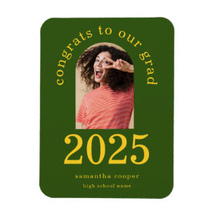 Magnet Flexible Photo Arc moderne 2024 Grad Green Faire-part
