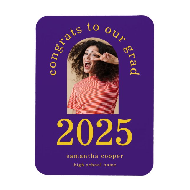 Magnet Flexible Photo Arch moderne 2024 Grad Purple Faire-part (Vertical)