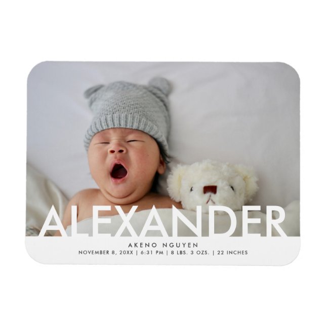 Magnet Flexible Photo Baby Boy Name Faire-part de naissance (Horizontal)
